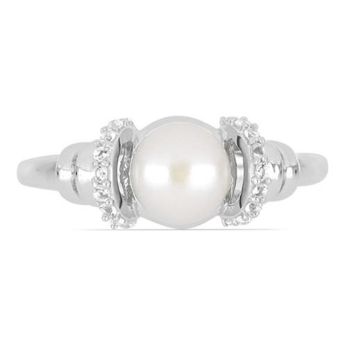 2.23 CT WHITE FRESHWATER PEARL STERLING SILVER RINGS WITH WHITE ZIRCON #VR014135